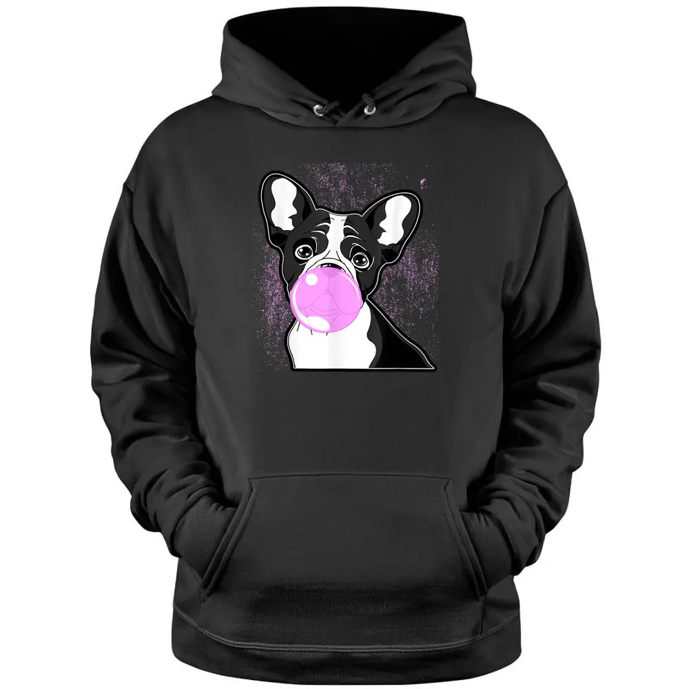 Cute French Bulldog Frenchie Lover Blowing Bubblegum Pullover Hoodie