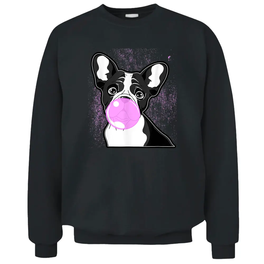 Cute French Bulldog Frenchie Lover Blowing Bubblegum Pullover Sweatshirt