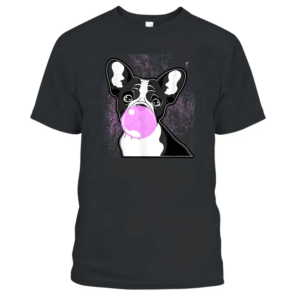 Cute French Bulldog Frenchie Lover Blowing Bubblegum T-Shirt